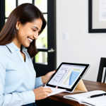 Personalized Learning Path**

"A professional woman wearing a modest business casual outfit, smiling confidently while reviewing notes on a tablet showing a personalized learning roadmap, surrounded by books and a laptop in a bright, modern home office setting, fully clothed, appropriate attire, safe for work, perfect anatomy, natural proportions, professional illustration, high quality, family-friendly."

**