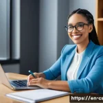 자기주도학습코치 자격 갱신 조건 - A professional self-directed learning coach sitting at a modern home office desk, surrounded by mult...