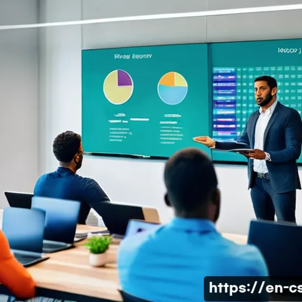 자기주도학습코치의 고객 만족도 관리 - A diverse group of adult learners in a modern coaching session room, attentively engaged with a prof...