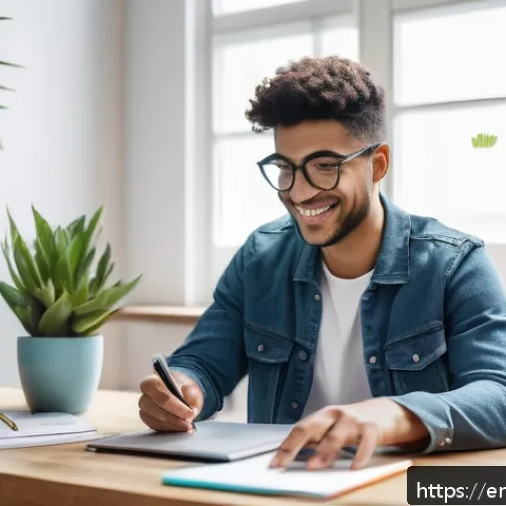 자기주도학습코치 실무 기초 강의 - A bright, modern study room with a young adult sitting at a clean wooden desk, surrounded by organiz...